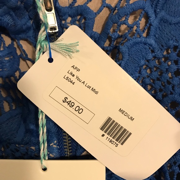 Brand New Blue Lace Midi Dress - Picture 3 of 4